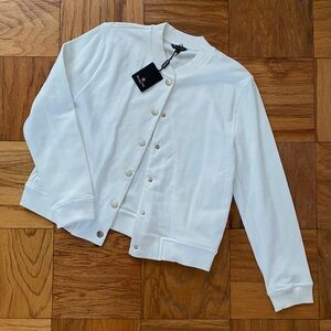 NWT Massimo Dutti Classic White Bomber Style Sweater